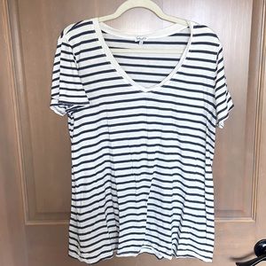 Splendid Striped V-neck Top Size L